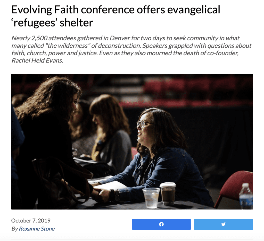 RNS coverage of Evolving Faith