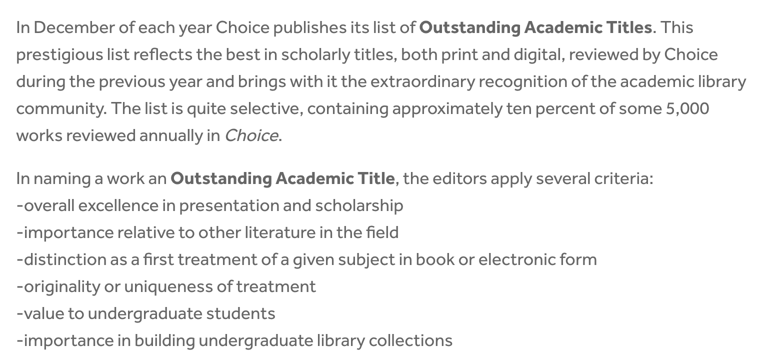 About CHOICE Outstanding Title